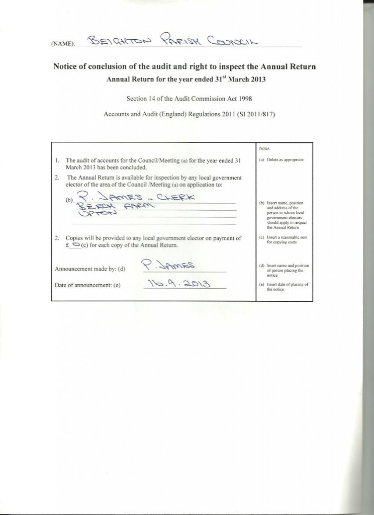 Audit notice